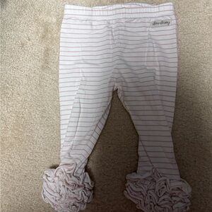 Pink Striped Ruffle Leggings